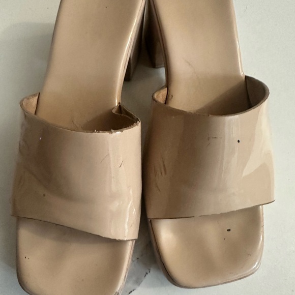 Super used size 6 vintage platform  tan slides - Picture 6 of 6